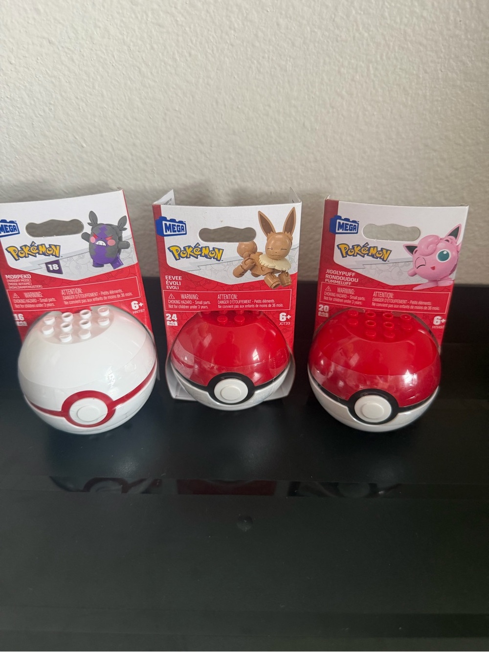 Pokemon Poké Ball Mega Construx Set of 3 Building Toys Eevee Morpeko Jigglypuff